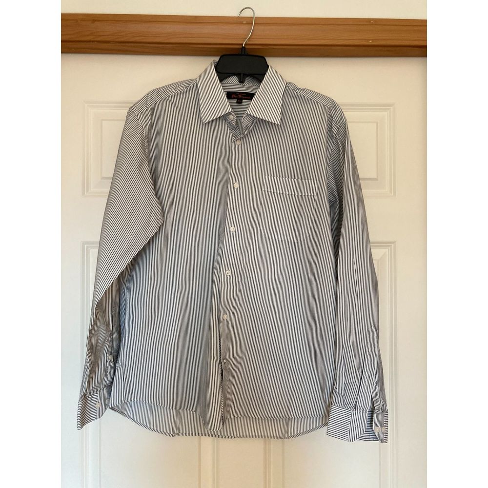 Ben Sherman Men's Black/Whtie Stripe Dress Shirt Size L16.5 34-35. 100% Cotton